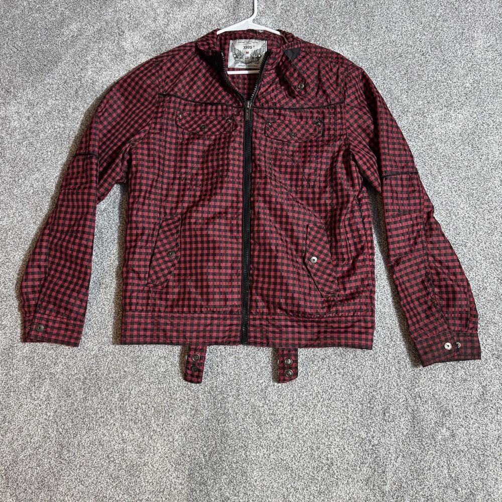 Xios Jacket Men Medium Grunge Gingham Streetwear Biker Tattoo Punk Y2K Look Edgy